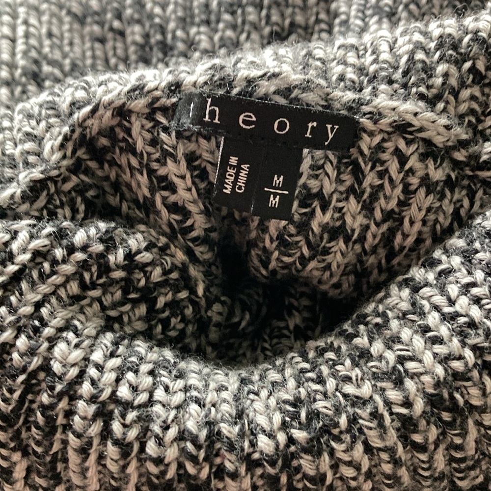 Theory Turtleneck Wool Sweater, Men’s, Black and Grey Size M - Picture 3 of 3